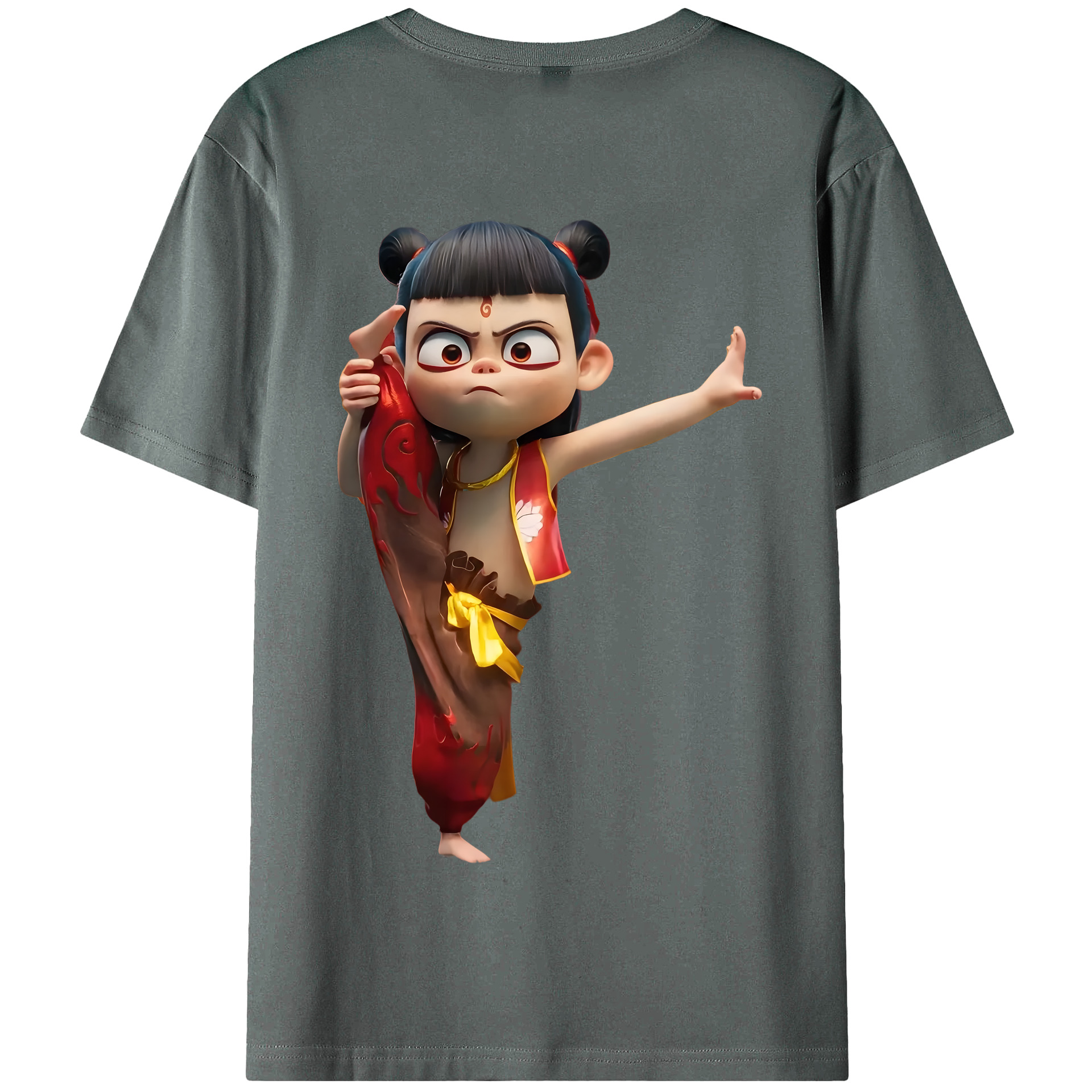 （画像用） Ne Zha 2 ナタ 魔童の大暴れ 綿100％半袖Tシャツ（背面プリント）
